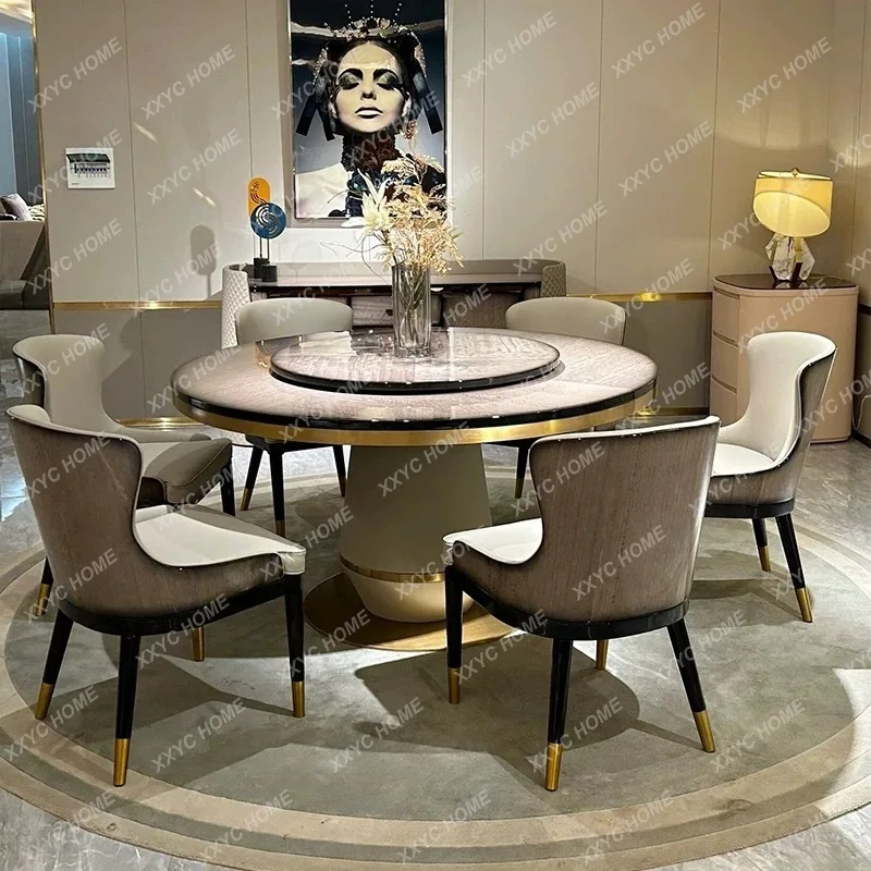 Lighting - light luxury round dining table and