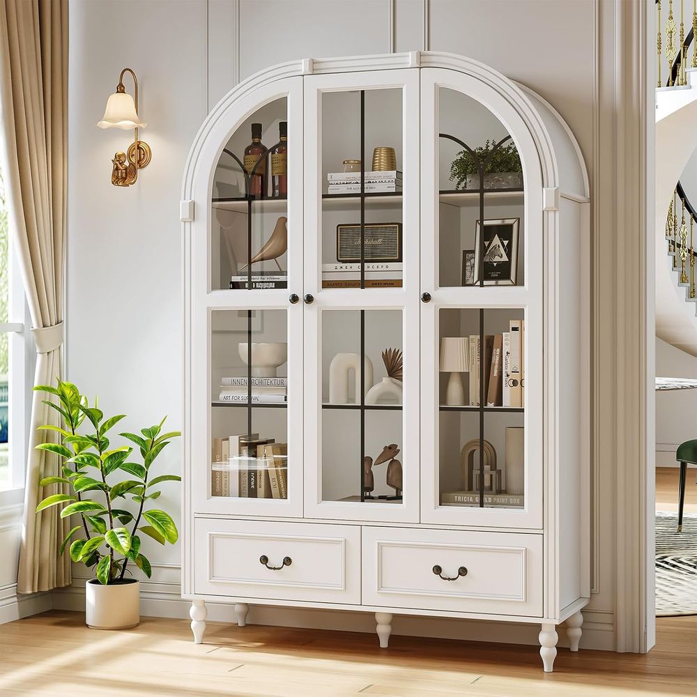 Storage & Organization - 70.8'' Tall Arched Kitchen Pantry Cabinet,