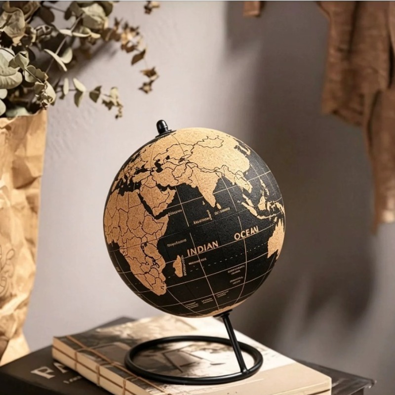 Home Decor - Vintage Globe Figurines Handmade Cork Surface