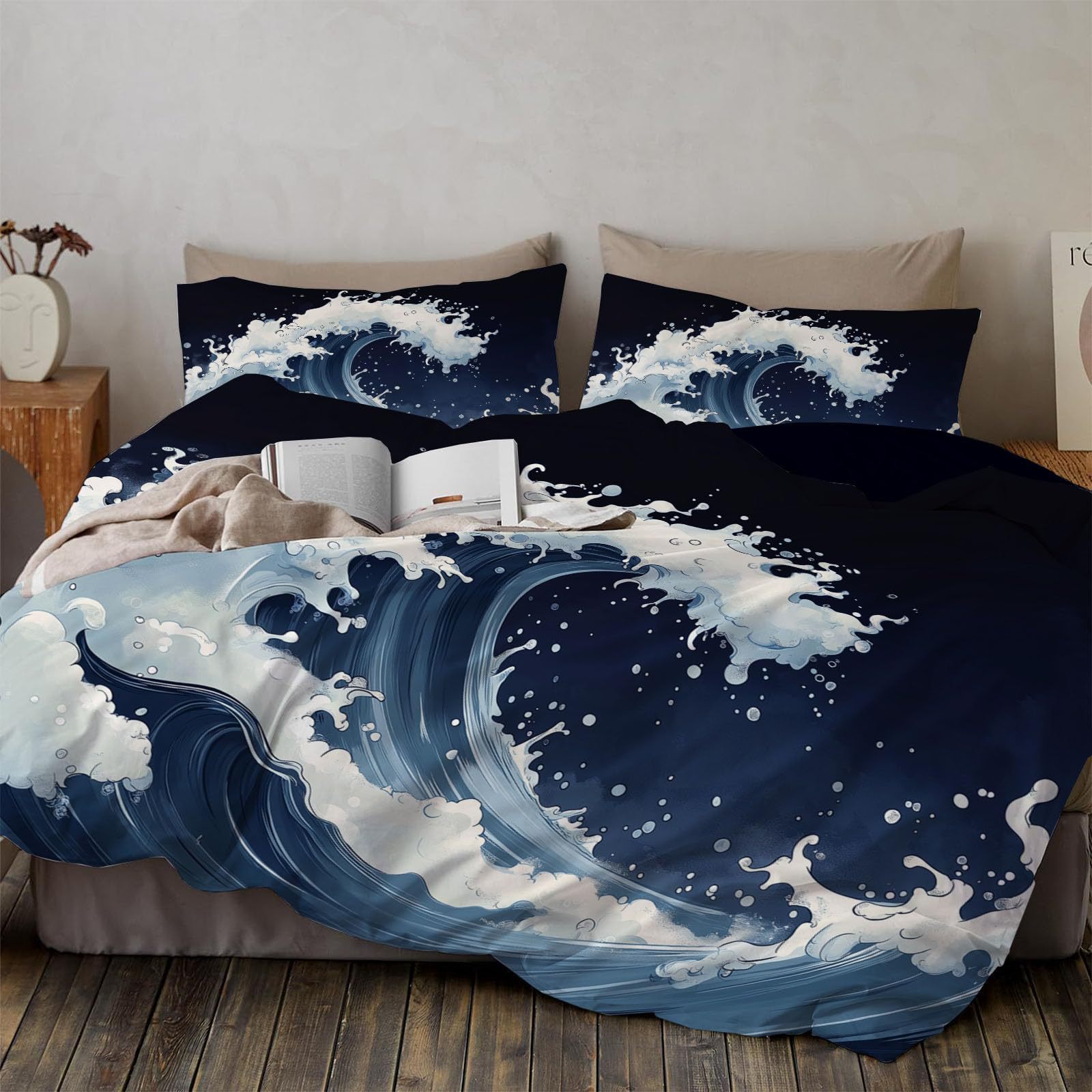 Japanese Style Waves Queen Duv - огляд і ціна Duvet Cover Sets With Zipper