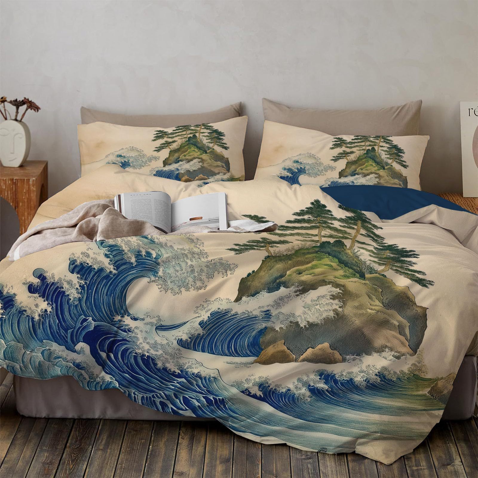 Japanese Style Waves Queen Duv - огляд і ціна Duvet Cover Sets With Zipper