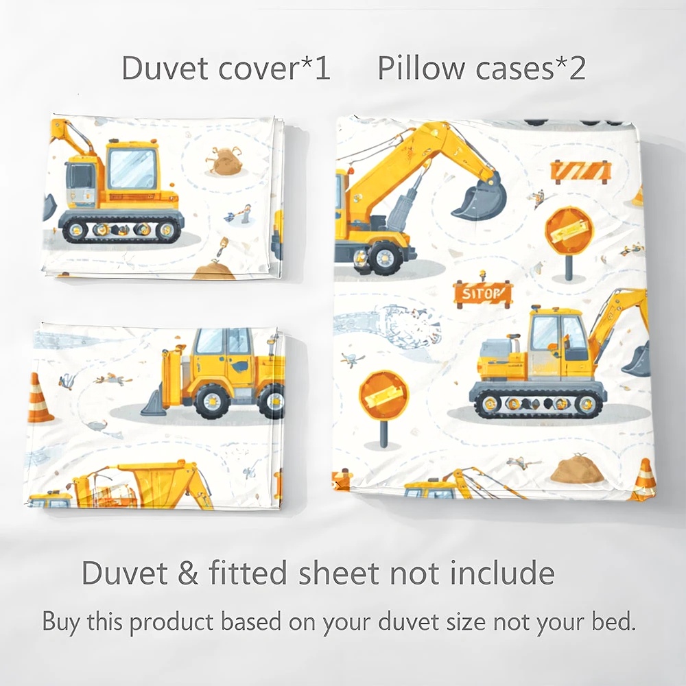 Construction Vehicle Themed Du - огляд і ціна Duvet Cover Sets With Zipper