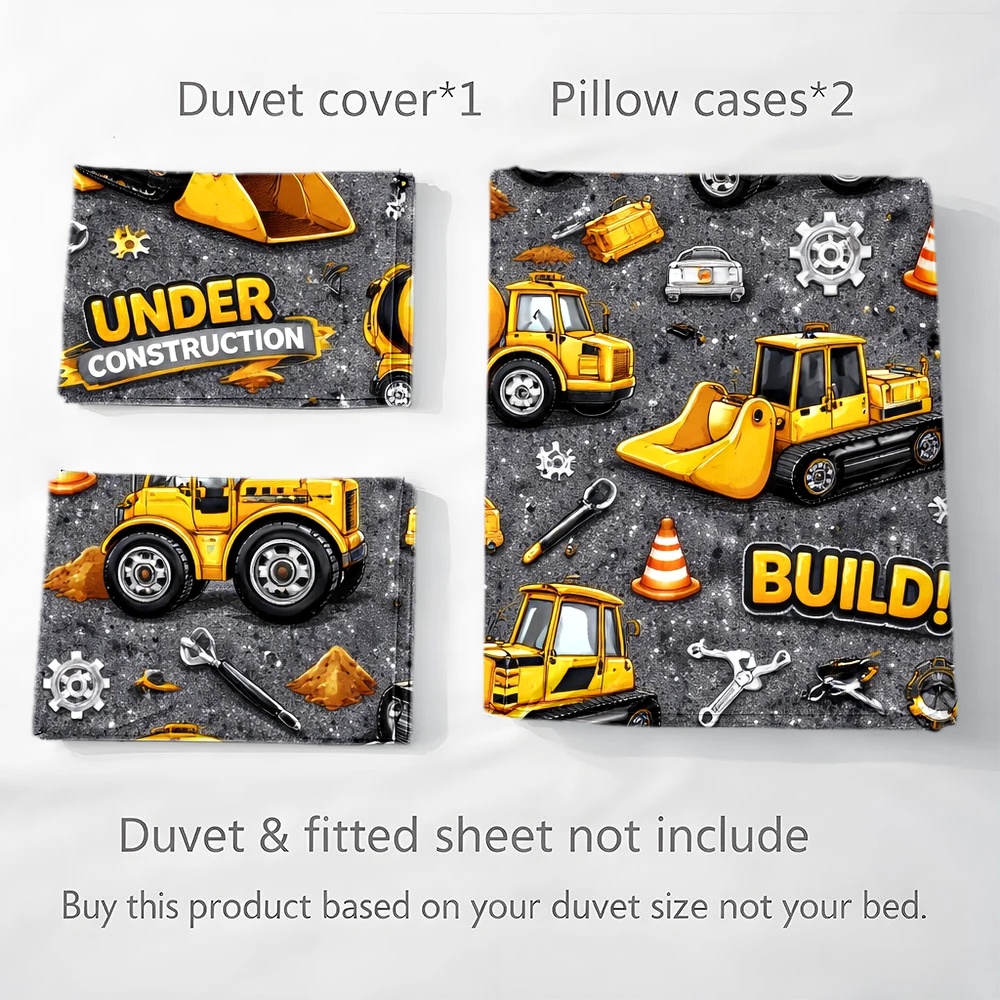 3Pc Construction Vehicle Theme - огляд і ціна Duvet Cover Sets With Zipper